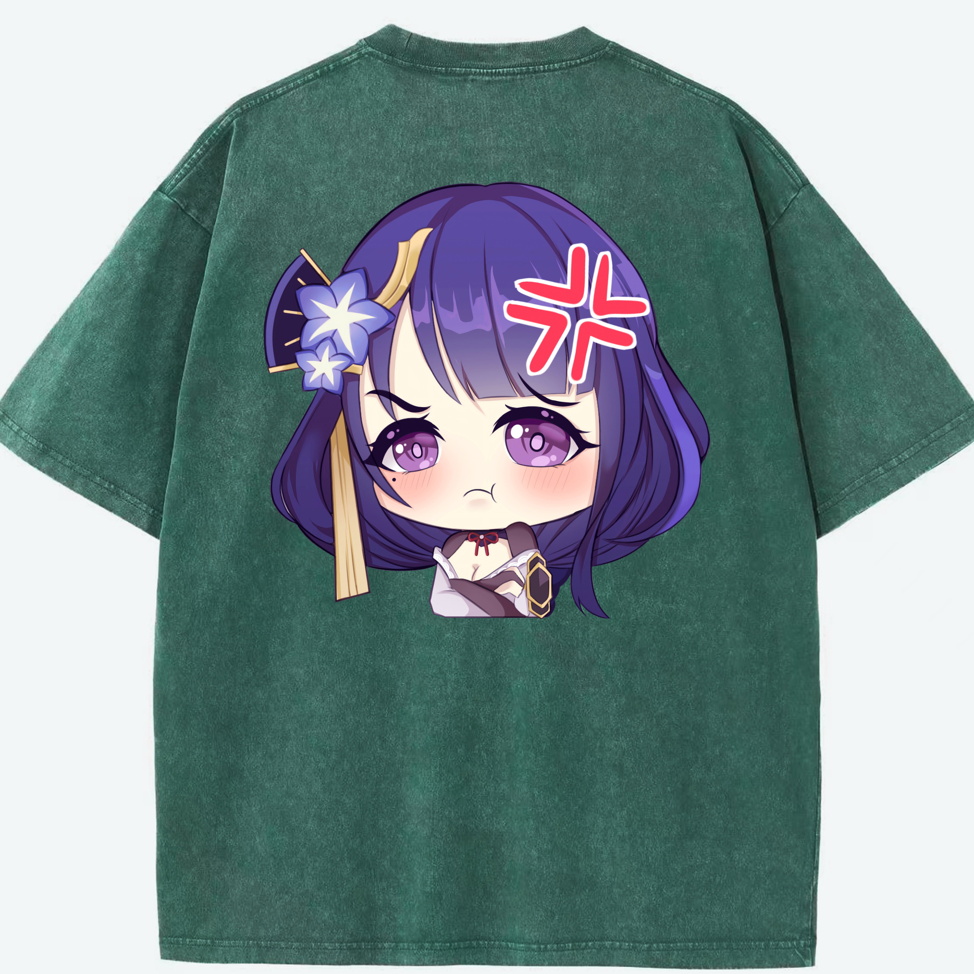 げんし神 雷電将軍 らいでんしょうぐん genshin Raiden Shogun 綿100% ヴィンテージ風 半袖Tシャツ（背面プリント）